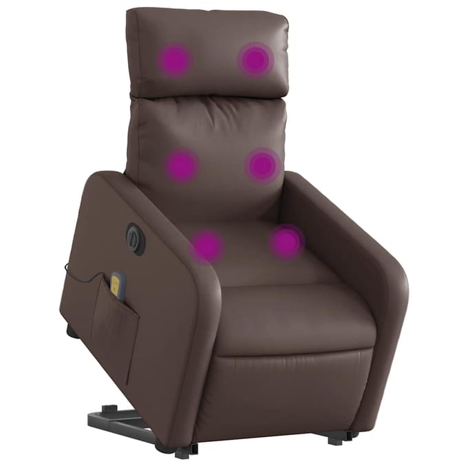 vidaXL - Sta-op-massagestoel - elektrisch - kunstleer - bruin