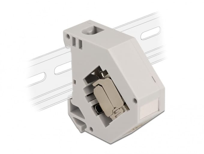 DeLOCK DIN rail Adapter with Keystone Module RJ45 jack Cat.6A LSA