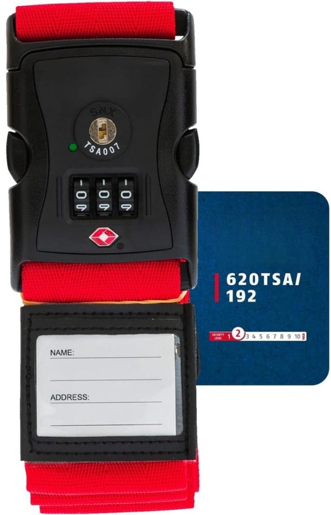 Famanu - Kofferriem met 3-cijferige code en naamlabel – Rood