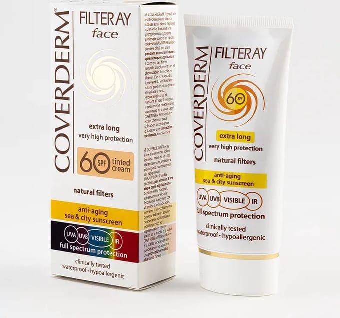 Coverderm Filteray Gezicht Getinte SPF 60 / Getinte Zonnecrème SPF 60 Licht Beige 50 ml