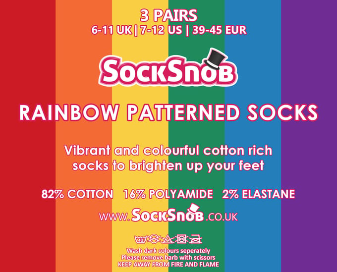 3 paar regenboogsokken met gestreept patroon voor heren - Regenboog