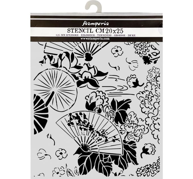 Stamperia Sjabloon "Oriental Garden - Fans", 20 x 25 cm