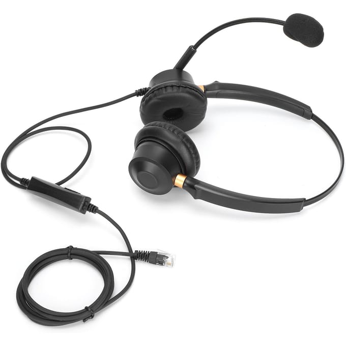 Binaurale Headset Handsfree Telefoon Headphone met Ruisonderdrukkende Microfoon en Volumeregeling