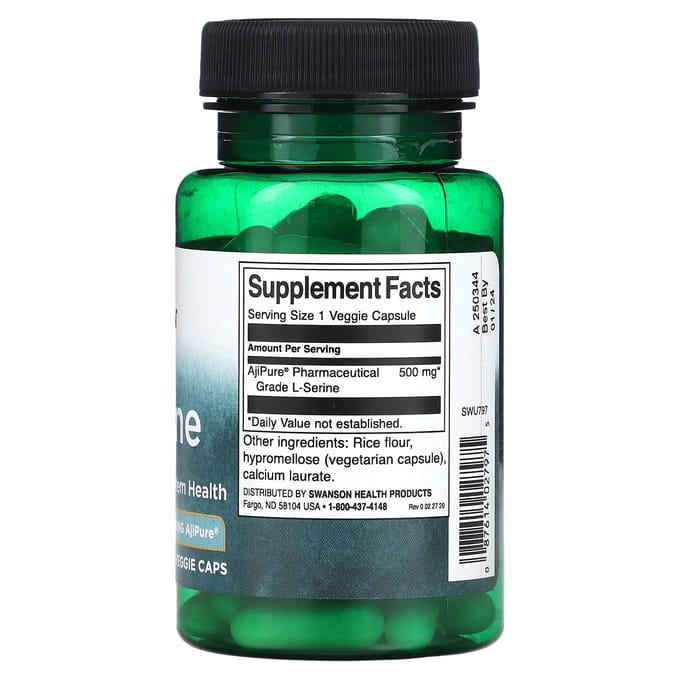 L-Serine, 500 mg, 60 plantaardige capsules