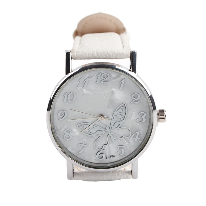Modieuze PU Leer Band Quartz Horloge Dames Vrouwelijk Analoog Polshorloges Wit wit
