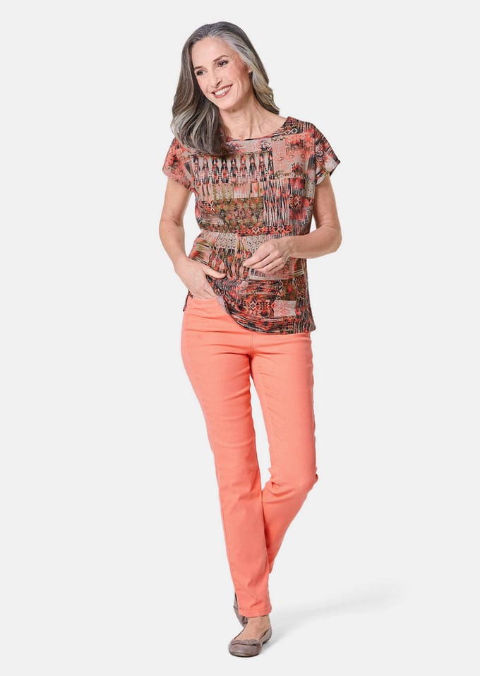 Blouse - terracotta / gedess. - Gr. 42 van Goldner Fashion