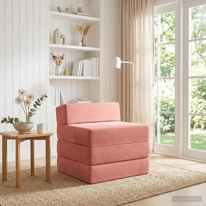 vidaXL - Vouwbare - Sofa - Bed - Roze - 200 - x - 70 - x - 15 - cm - Fluweel