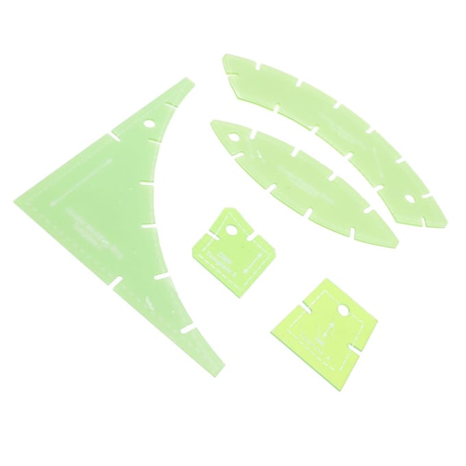 Ensemble de 5 Gabarits de Quilting Multifonctionnels en Plastique Vert Transparent pour la Couture et la Découpe beige