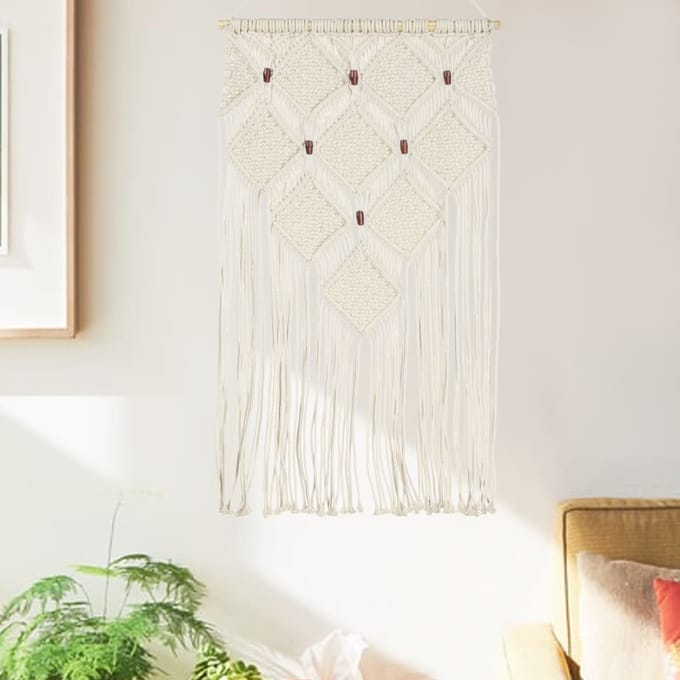 vidaXL Wandhanger macramé 40x80 cm katoen