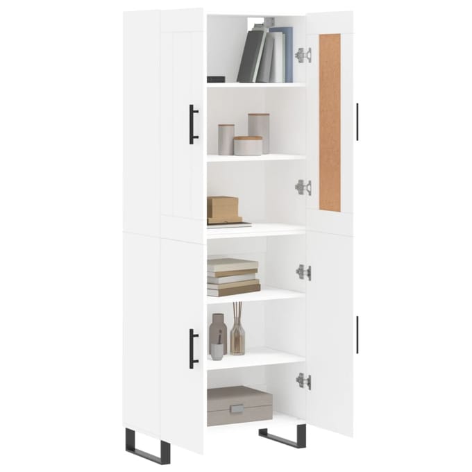 Vidaxl Witte Vitrinekast, Wit, 69,5X34X180 Cm, Materiaal Houtvezelplaat