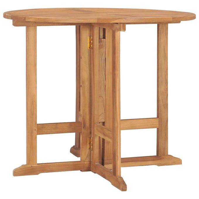vidaXL - Tuintafel - inklapbaar - Ø - 90x75 - cm - massief - teakhout
