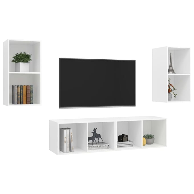 vidaXL - Tv-wandmeubelen - 4 - st - bewerkt - hout - wit