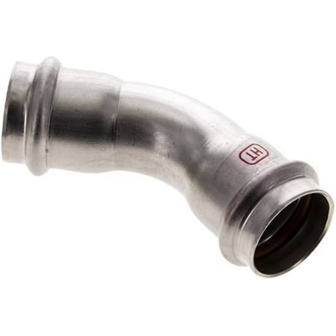 45 graden L-Perskoppeling - 28mm Persmof - RVS