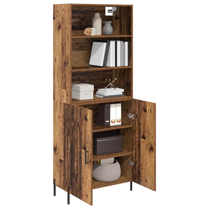 vidaXL - Highboard - Oud - Hout - 69,5 - x - 32,5 - x - 180 - cm - Bewerkt - hout