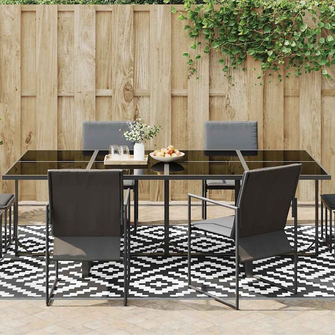 vidaXL - Buitenkleed - ARAKIL - 190x290 - cm - PP - wit - en - zwart