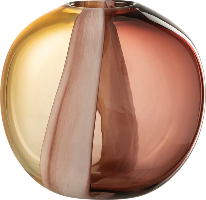 J-Line vaas Arun - glas - bruin/geel - small - Ø 11.5 cm