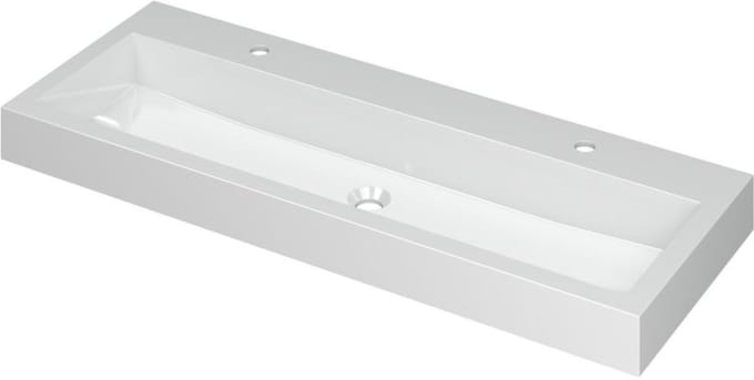 INK Momento Wastafel Polystone met 2 Kraangaten - 1200x450x90 mm - Glans Wit