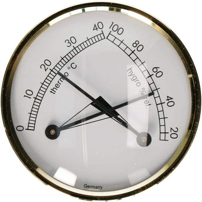 TFA Hygro en thermo meter - kunststof/messing - 7 cm - luchtvochtigheidsmeter - hygrometer