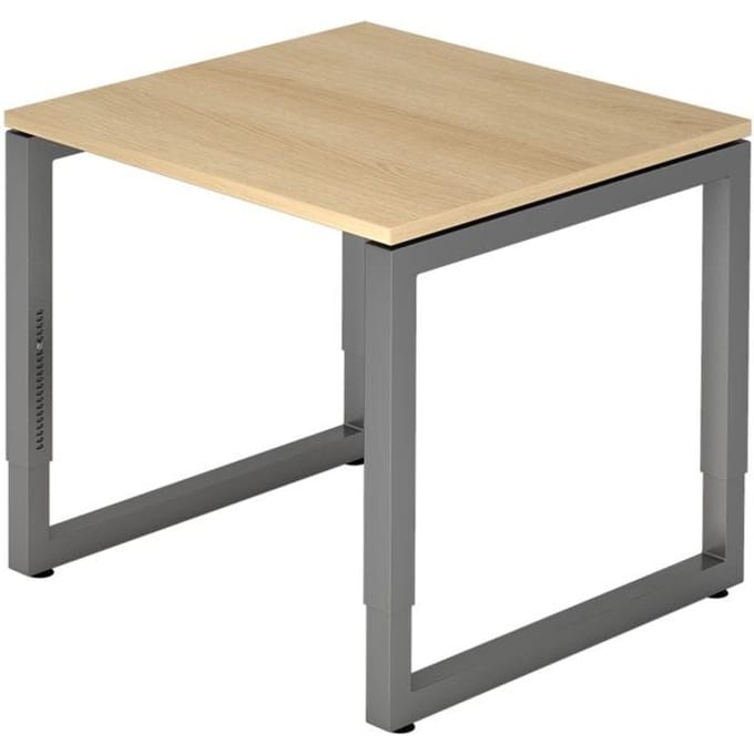 REGO 8 G | Bureau - 80 x 80 Tafelhoogte I In hoogte verstelbaar Eiken/Grafiet