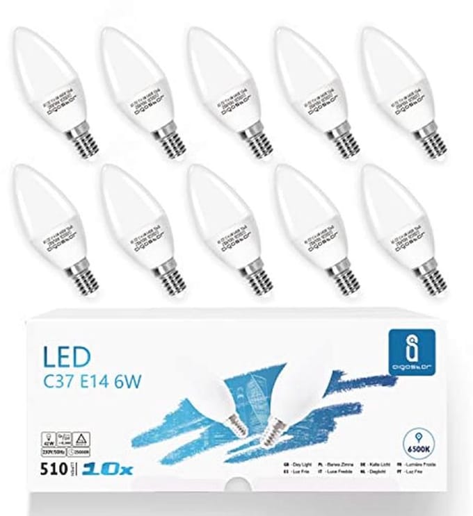 Set van 10 E14 6W Kaarsvormige LED Lampen voor Binnenverlichting