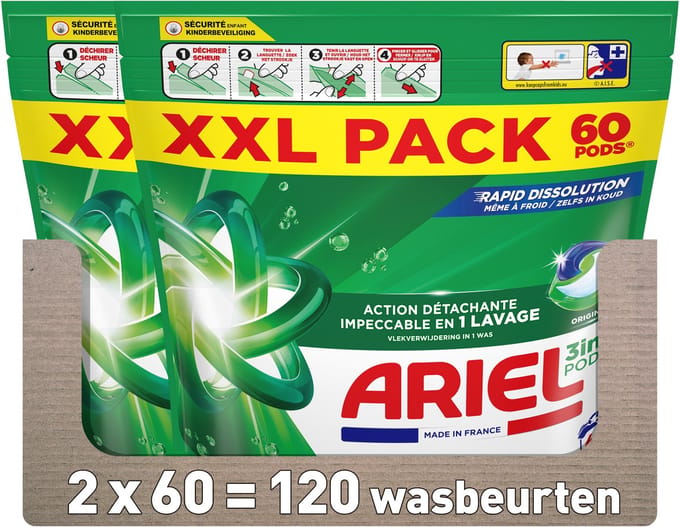Ariel 3in1 Wasmiddel Pods Original - 2 x 60 Wasbeurten