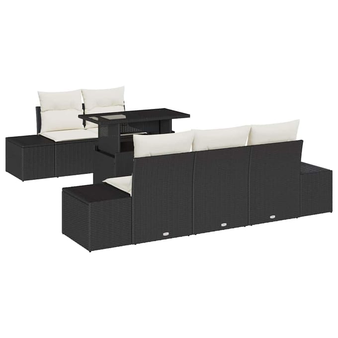 vidaXL Bankstel 6 st Zwart en Crème poly rattan
