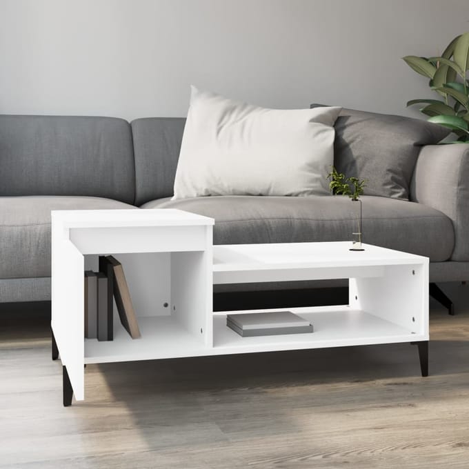 vidaXL - Salontafel - 100x50x45 - cm - bewerkt - hout - wit