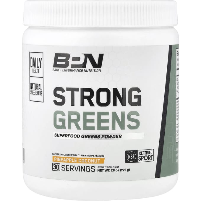 BPN, Strong Greens, Poudre de Superaliments Verts, Saveur Ananas Coco, 218g (7,7 oz)