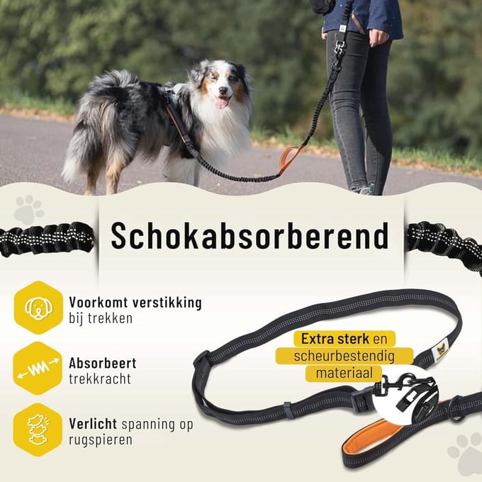 Elastische handsfree jogginglijn voor grote honden - comfortabele en veilige hond riem