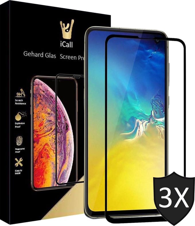 3x Screenprotector geschikt voor Samsung Galaxy S10e | Full Screen Cover Volledig Beeld | Tempered Glass van iCall