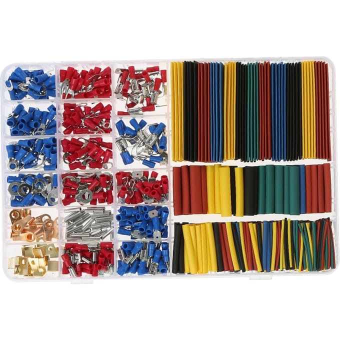 Ensemble de câbles électriques pour voiture 678 pièces - 350 connecteurs de bornes + 328 pièces 2:1 tube rétractable