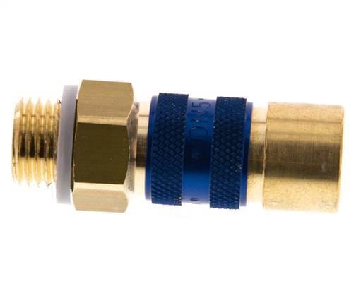Messing DN 5 Blauw-Coded Luchtkoppeling Snelkoppeling G 1/4 inch Buitendraad - CLS5-M-B-BLU-CD-014