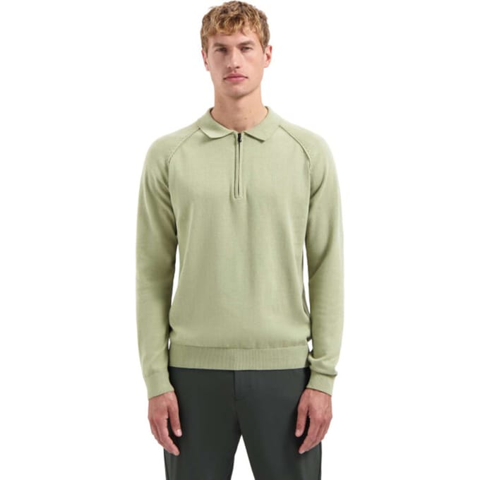 No Excess Pullover Polo Half Zip Solid Light Moss Size: M | Sweaters Outlet | Heren | Groen