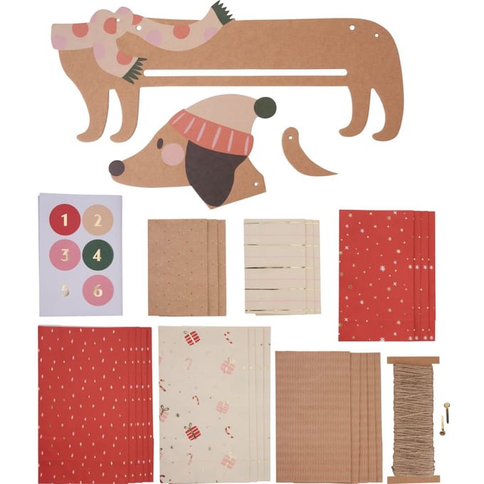 Foliohondenvlees-adventskalenderset, 54-delig.