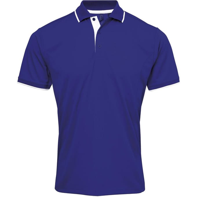 Premier Herencontrast Coolchecker Polo Shirt (Koningsblauw/Wit)
