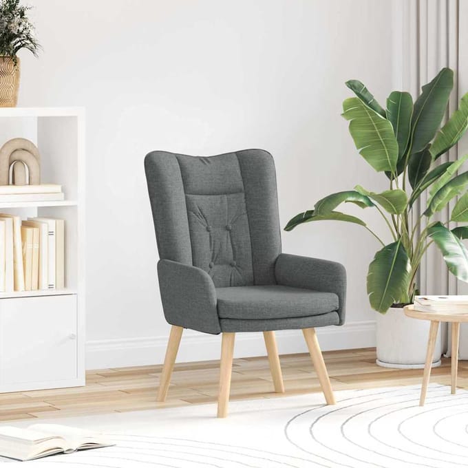 vidaXL - Fauteuil - Donkergrijs - 63 - x - 67 - x - 94 - cm - Stof - en - multiplex