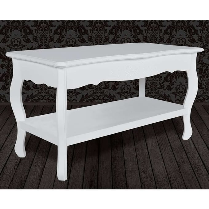 vidaXL - Salontafel - met - 2 - lagen - MDF - wit