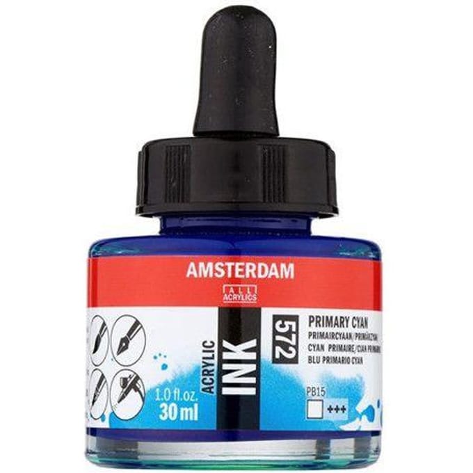Amsterdam Acrylic Inkt Fles 30 ml Primaircyaan 572
