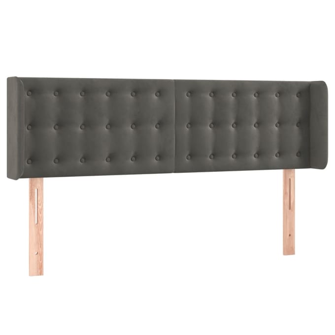 vidaXL - Hoofdbord - LED - 147x16x78/88 - cm - fluweel - donkergrijs