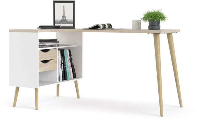 Giga Living Bureau Oslo - Wit/Naturel - 150x75x80cm