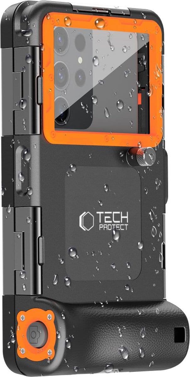 Tech-Protect Waterproof Case IPX8 Waterproof for Smartphones 4.7-6.7" - Black/Orange