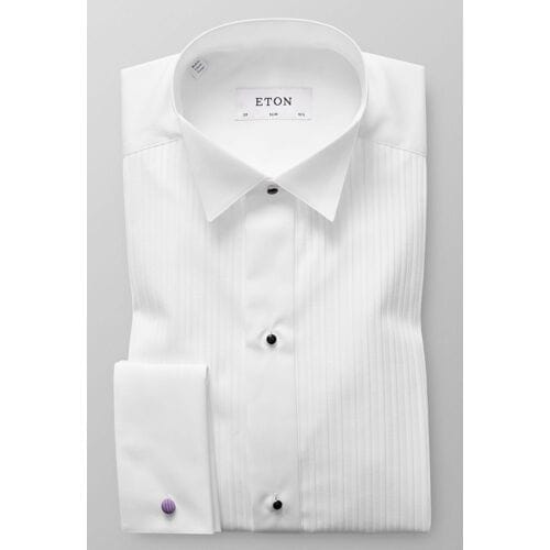 Eton Overhemd Slim Plissé Wing Collar Wit / male