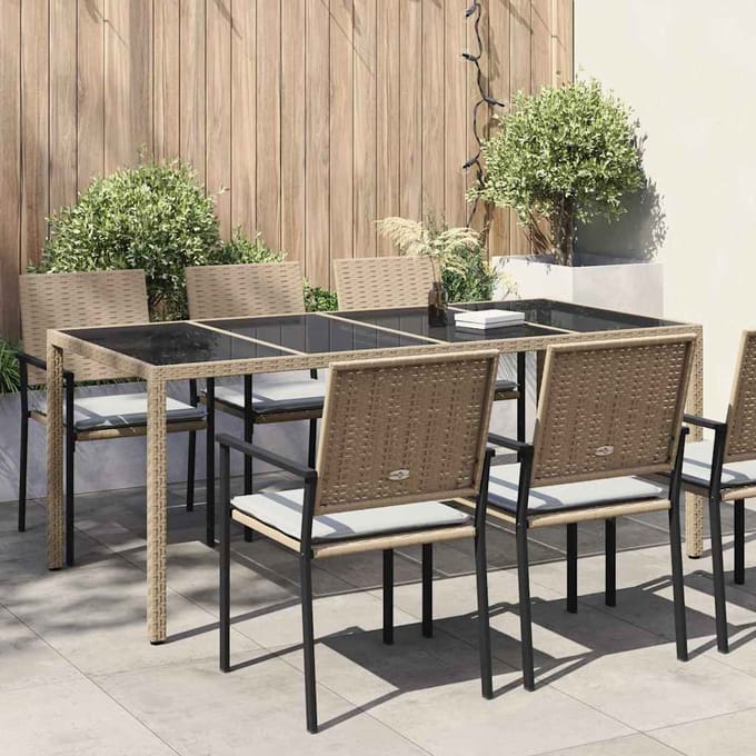 vidaXL Tuin Tafel Beige 190 x 90 x 75 cm poly rattan