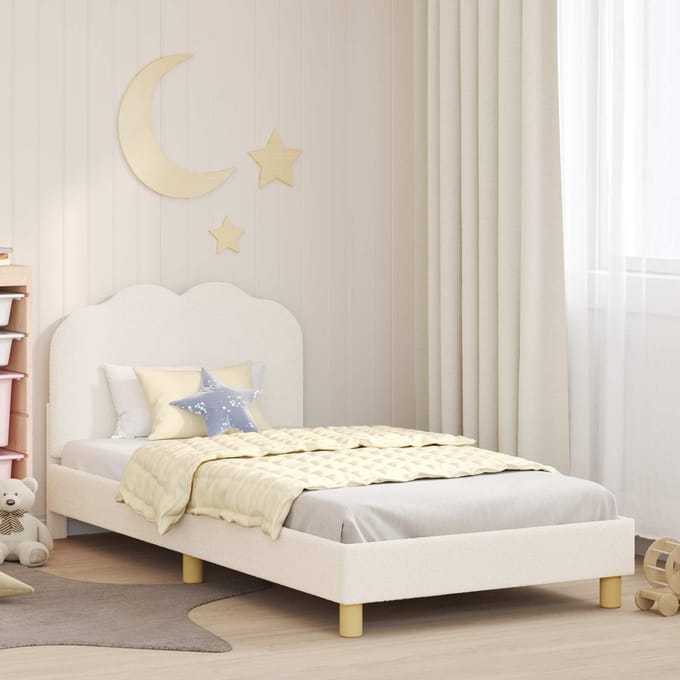 vidaXL - Kinderen - bedframe - met - hoofdboard - Crèmekleurig - 80 - x - 200 - cm