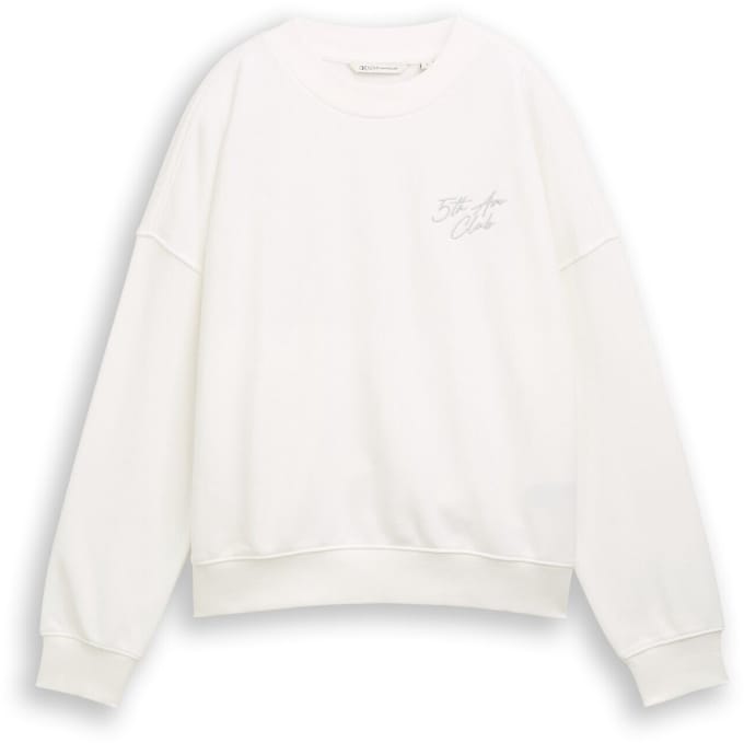 Tom Tailor Denim - Sweatshirt met glitterborduursel - Maat XL - off white