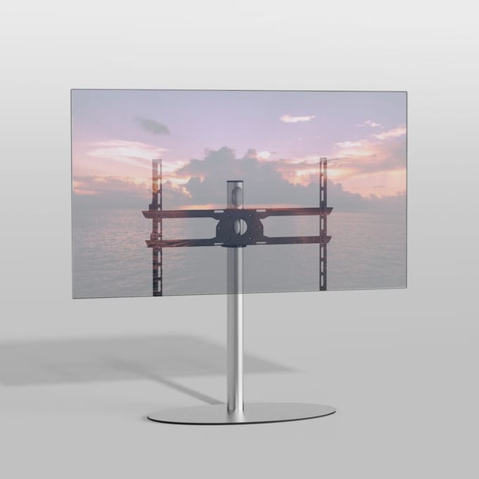 Cavus TV Vloerstatief ELLIPS 80 – geborsteld RVS - hoogte 80cm - VESA 600x400