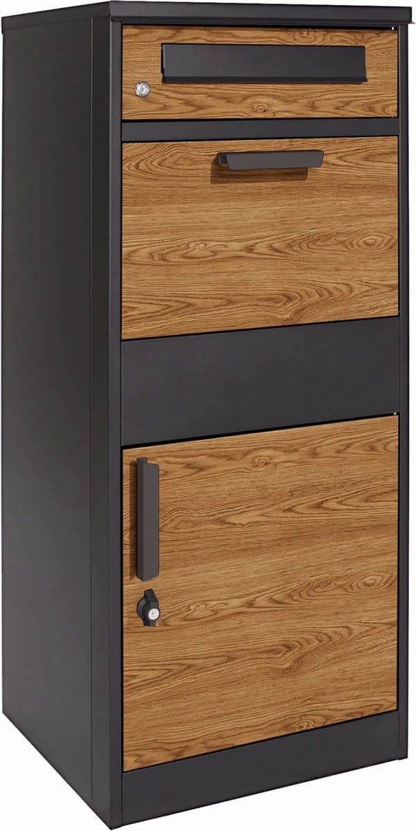Pakketbrievenbus - 50x38x112 cm - staal - antraciet houtlook
