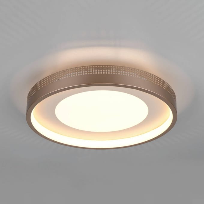 Trio Lighting LED plafondlamp Solea, bruin, Ø 40 cm, kunststof