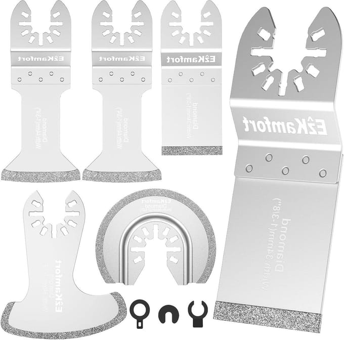 Multitool Zaagbladen - Diamant Set - Voegen Verwijderen - Diamant Korrelrand - 6 Stuks - Zilver