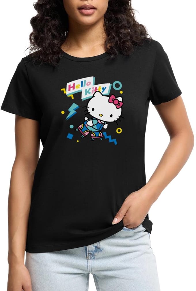 Hello Kitty Jaren 90 Stijlen Met Rolschaatsen Premium T Shirt Dames